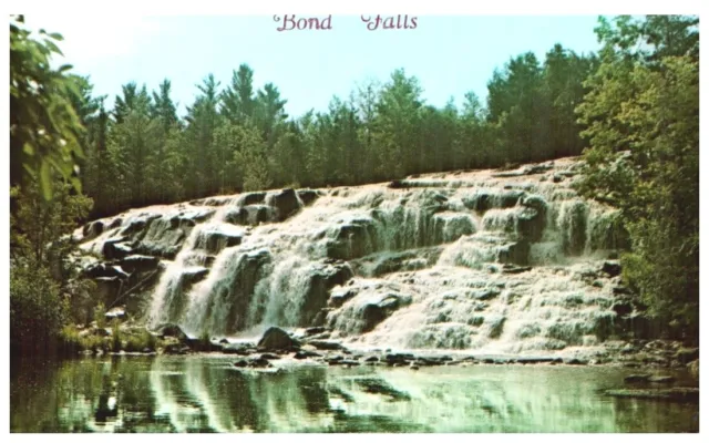Bond Falls,Ontonagon River,Michigan.vtg Postcard*B8