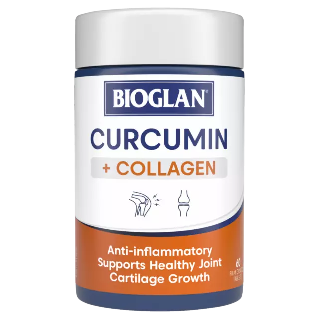 Bioglan Curcumin + Collagen 60 Tablets Anti-Inflammatory Joint Cartilage Health