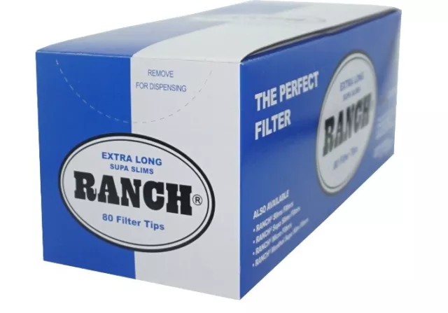 Ranch Supa Slim Menthol Cigarette Filters, 12 Bags