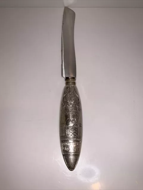 Sheffield? Stainless Steel Judaica Challa Knife 800 Silver Handle Heavy !