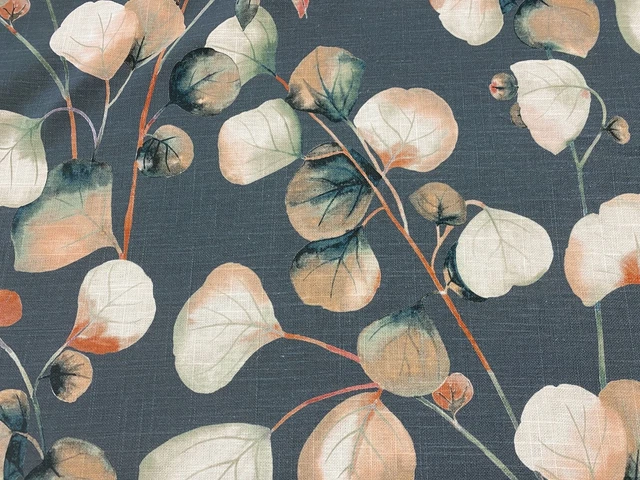 Inga Eucalyptus SMOKE BLUE GREY  Linen  Curtain /Upholstery Fabric