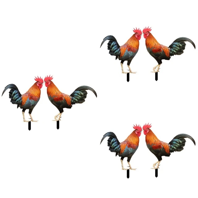 6 Pcs Lawn Chicken Acrylic Garden Stakes Decorative Chicken Yard Arts