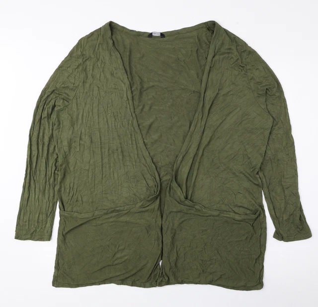 Cardigan da donna verde scollo a V viscosa taglia 18