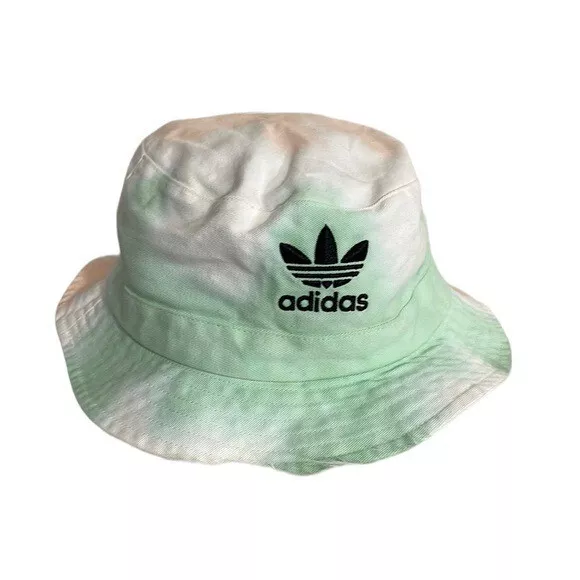 ADIDAS Bucket Hat Trefoil Logo Tie Dye Pastel Washed Green Peach Purple Cotton