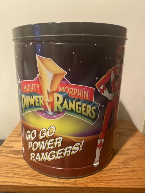 Vintage 1994 Shucks Popcorn Tin Mighty Morphin Power Rangers Trash Can