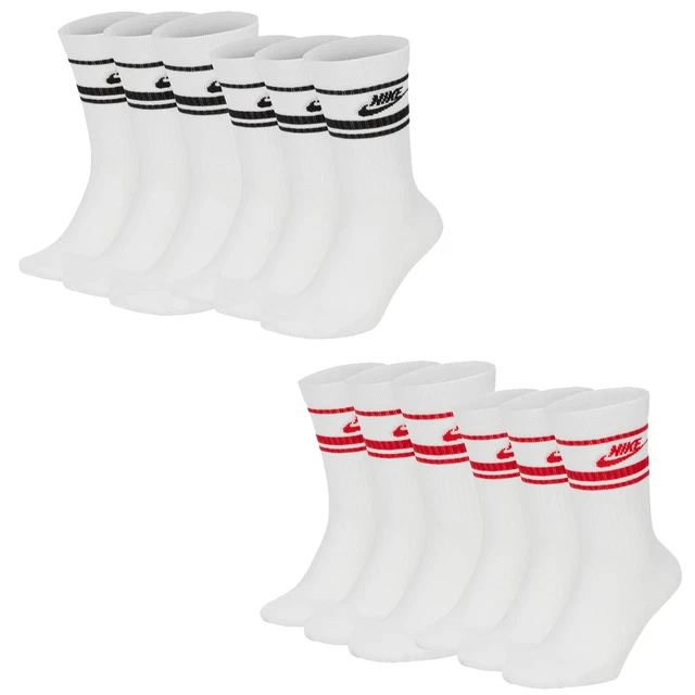 Nike Unisexe 6er Paquet Socquettes de Sport Everyday Essentiel Rayures Unicolore