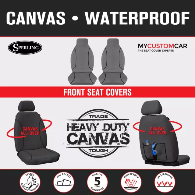 For Toyota HiLux Dual Cab 2015-On TRADIES Grey Canvas Front Seat Covers