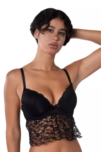 AMIRA soutien gorge Push Up Bustier en dentelle Noire Taille 85,90,95 B, C ou D