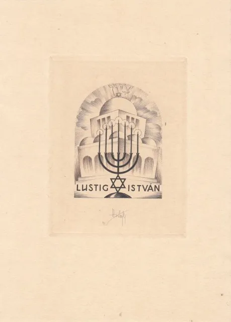 Exlibris Bookplate Copperplate Hubert Woyty-Wimmer 1901-1972 Star of David