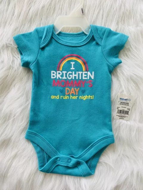 Baby Girl Clothes. Newborn. Turquoise Bodysuit. Rainbow. “Brighten Mommy’s Day”