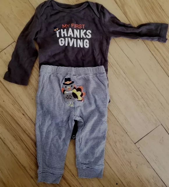 Thanksgiving Infant Baby Boy Girl Romper Pants Clothes Outfit Set Turkey Day 9mo