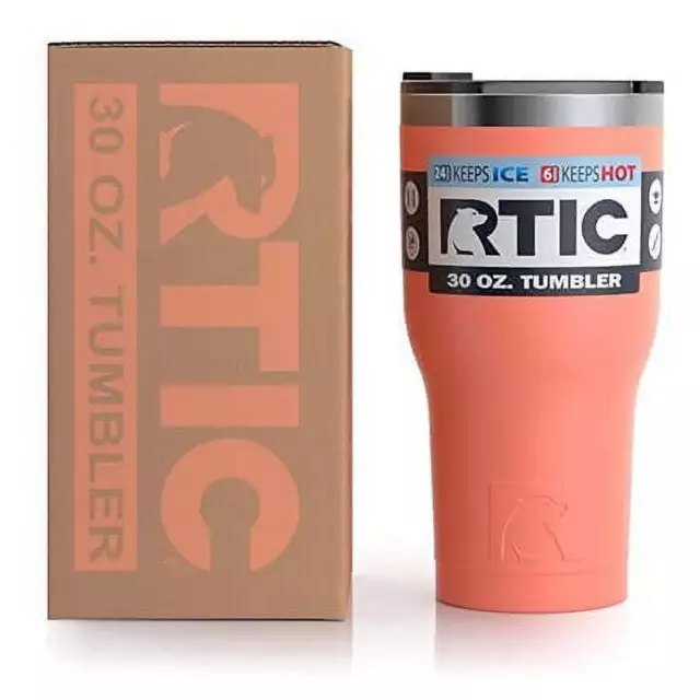 RTIC 30 oz Insulated Tumbler Stainless Steel Coffee Travel Mug w/ Lid, Coral