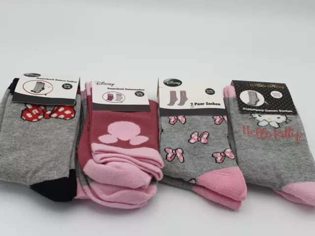 *NEU* 2er Pack Socken Disney Minnie Mouse Maus Hello Kitty Gr. 35 - 41