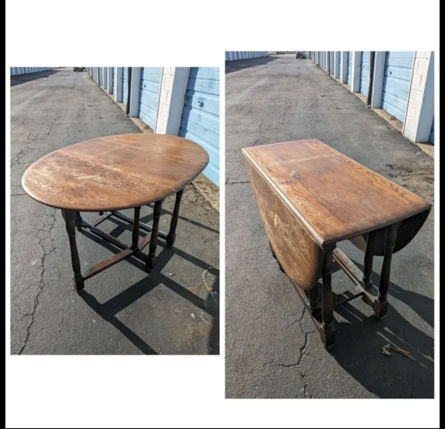 Antique Oak Drop Leaf Table Drop Side Oval 19th Century Gate Leg Dining table