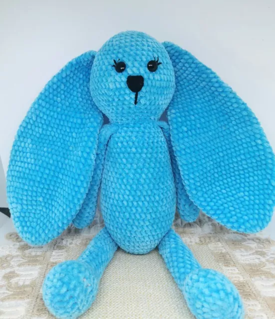 Hase gehäkelt, Kuscheltier, Amigurumi, Blauer Hase, gehäkelte Tiere, Häkeltiere