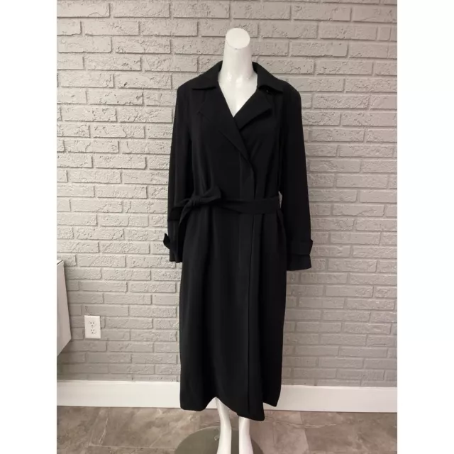 Anne Klein New York Black Long Coat Size 8P