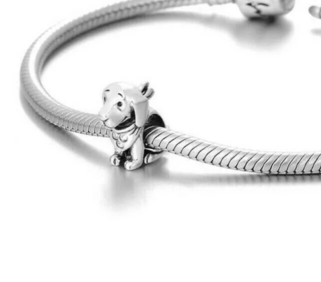 Neuf Chien Labrador Breloque 925 Argent Sterling Breloque Pour Bracelet