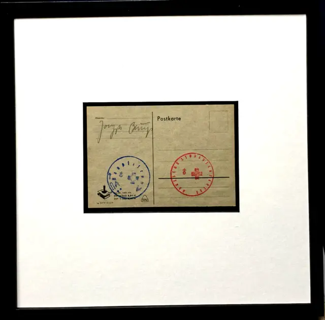 JOSEPH BEUYS DDR-Postkarte HANDSIGNIERT + 2 Stempel, mit Rahmen, selten GESCHENK