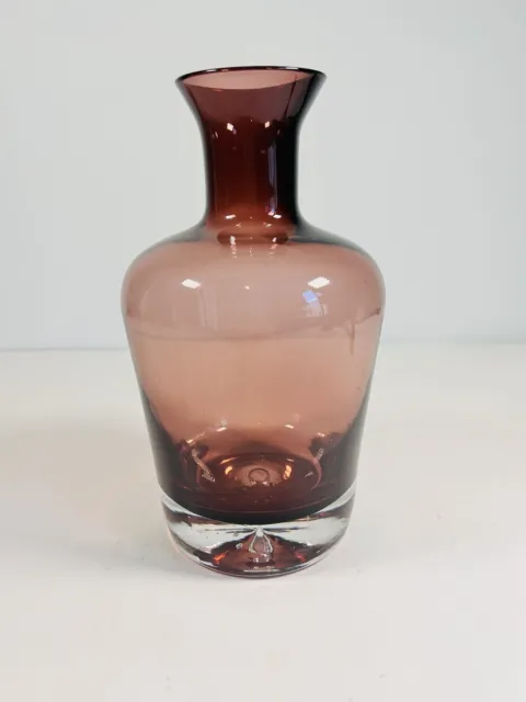 Krosno Poland Purple Heavy Glass Carafe Vase Large Bubble