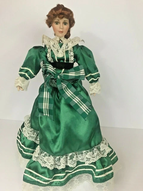 PARADISE GALLERIES COLLEEN LINDA HANSON red hair green dress porcelain doll vtg