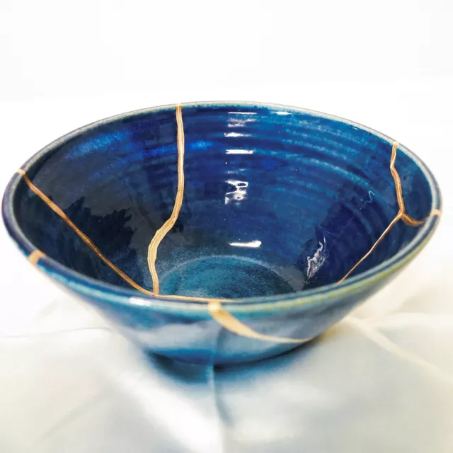 KINTSUGI BOWL JAPANESE Ceramic Deep Blue $59.14 - PicClick