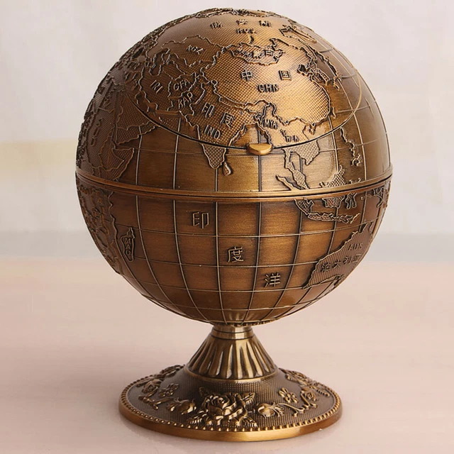 13 cm Creatividad China Hecho a Mano Globo Aleación de Zinc Metal Cenicero Decoración del Hogar