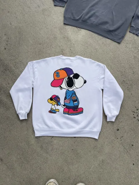 Vintage Peanuts  Snoopy & Woodstock Old Sweatshirt Large Rare! 2