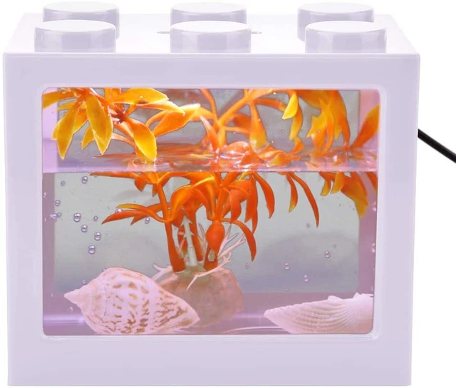USB Mini Fish Tank Aquarium LED Betta Aquarium Office Desktop Decor US 2