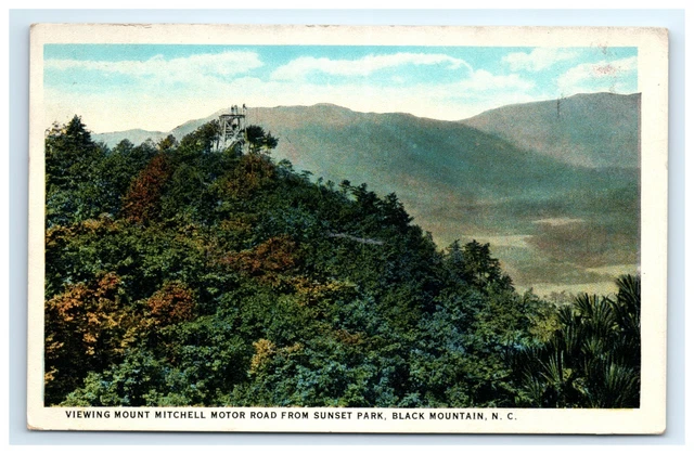 Postcard Viewing Mount Mitchell Motor Road Sunset Park Black Mountain NC WB Pstd