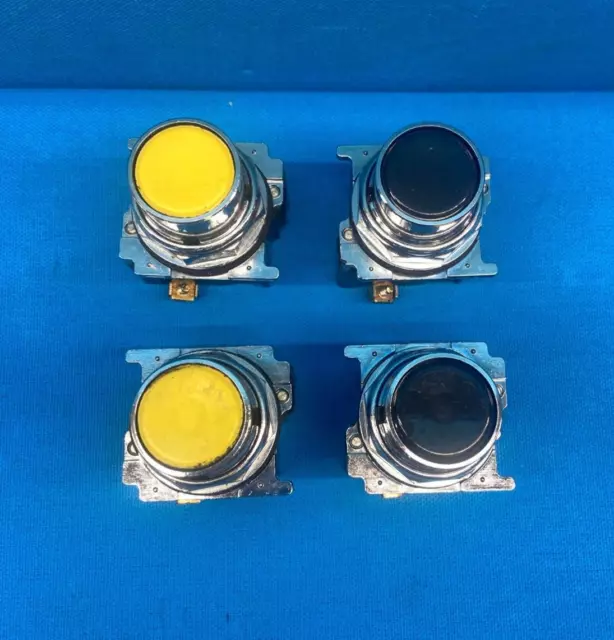 Lot of 4x Eaton Cutler-Hammer A161 Black and Yellow Push Button