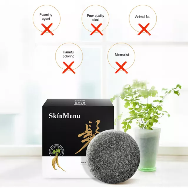 Organic Grey Reverse Shampoo Bar Hair Darkening Shampoo Soap Hair Black Shampoo 3