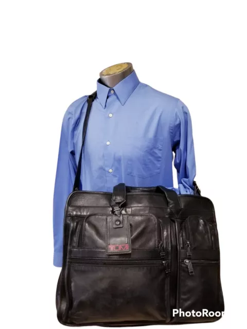 Tumi 9621D3 Napa Leather Expandable Padded Laptop Briefcase  Messenger Bag