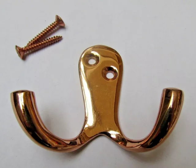 PACK OF 5 DOUBLE ROBE HOOK solid brass Victorian hanging hook hanger peg