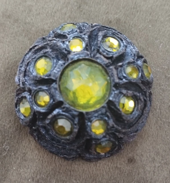 ANCIENNE ÉPINGLE À chapeau / cravate à décor de fleurs et strass en