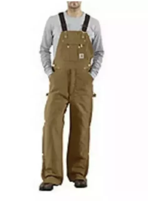 Carhartt Quilted Insulated Double Knee Bibs 50x32 Made USA Union 6FBQZ