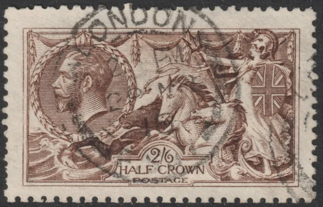 SG 406 2/6d  Brown N64 (10) De La Rue Seahorse in VFU dated London CDS cancel.