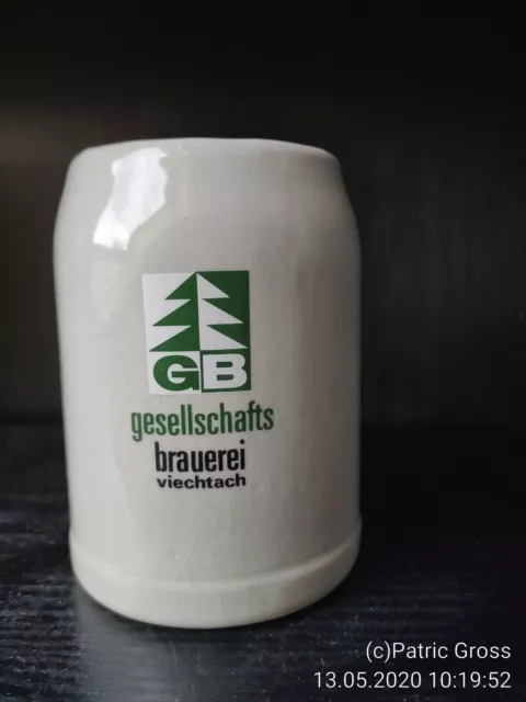 schöner Bierkrug 0,5 l GESELLSCHAFTSBRAUEREI VIECHTACH BAYERN German Stein