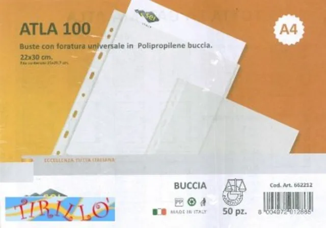1000 BUSTE TRASPARENTI forate, formato A4 UNIVERSALE, in polipropilene EUR  69,00 - PicClick IT