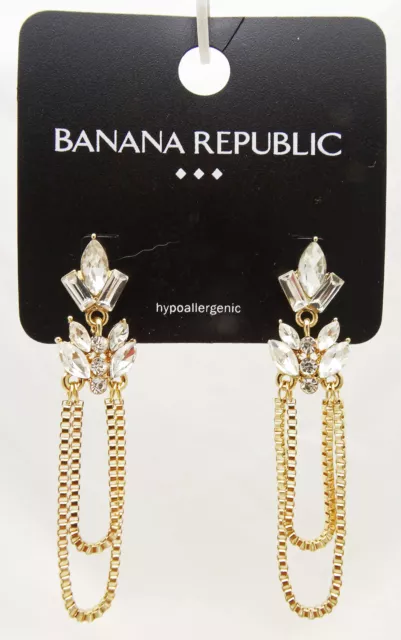 Fancy New Gold Tone Crystal Rhinestone Earrings From Banana Republic #BRE27