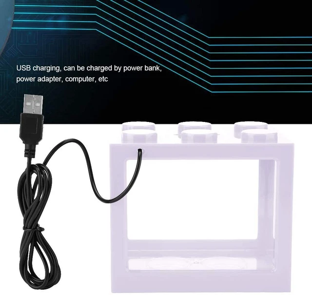 USB Mini Fish Tank Aquarium LED Betta Aquarium Office Desktop Decor US 3