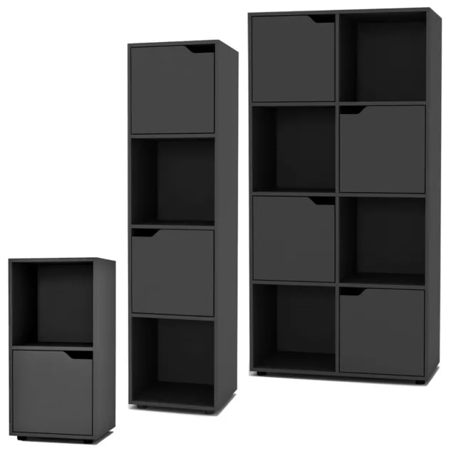 2, 4, 8 Cube Bookcase Shelving Display Shelf Storage Unit Wooden Door Organiser