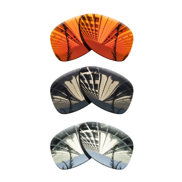 3 Pairs Polarized Lenses Replacement For-Oakley Dispatch 2-Chrome+Black+Red