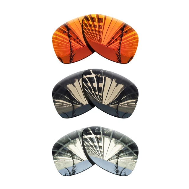 3 Pairs Polarized Lenses Replacement For-Oakley Dispatch 2-Chrome+Black+Red