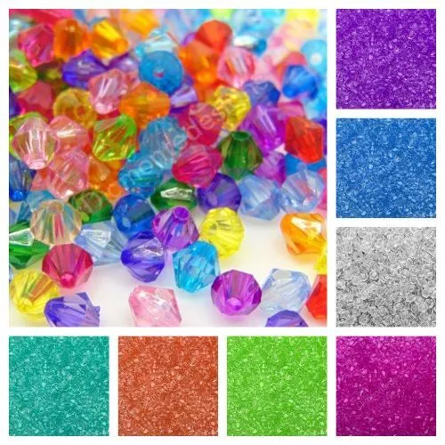 Perles de bicone à facettes mélangées ou acryliques simples enfants artisanat 4 mm 5 mm 6 mm 8 mm 3