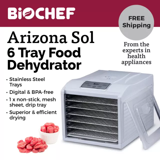 BioChef Arizona Sol 9 Tray Food Dehydrator with Digital Display, Stainless Steel