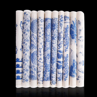 Calcomanía de papel de transferencia de arcilla cerámica papel de esmalte Jingdezhen azul y WhiH1