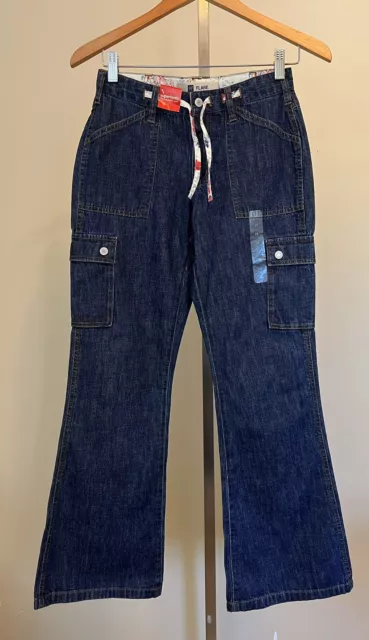 NEW Girls GAP Kids Flare Blue Denim Cargo Jeans Size 14