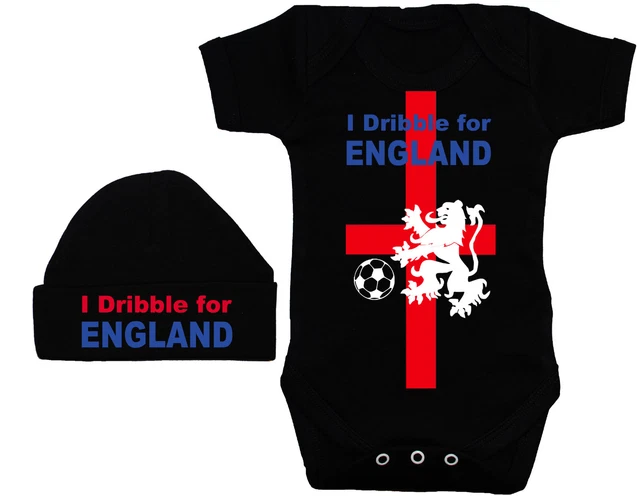 I Dribble For England BabyGrow/Bodysuit/Romper/Vest & Hat/Cap 0-24M Football