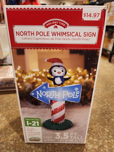Gemmy 3.5' Airblown North Pole Whimsical Christmas Sign Inflatable