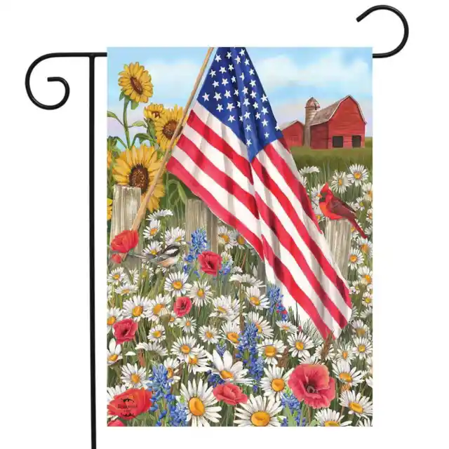 America the Beautiful Summer Garden Flag Patriotic Floral 12.5" x 18"